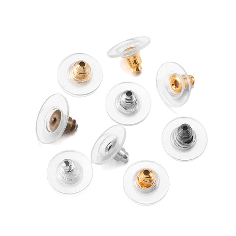 100pcs/lot Rubber Earring Backs Stopper Stainless Steel Earnuts Stud Earring Back For DIY Jewelry Making Findings Accessories ► Photo 1/6