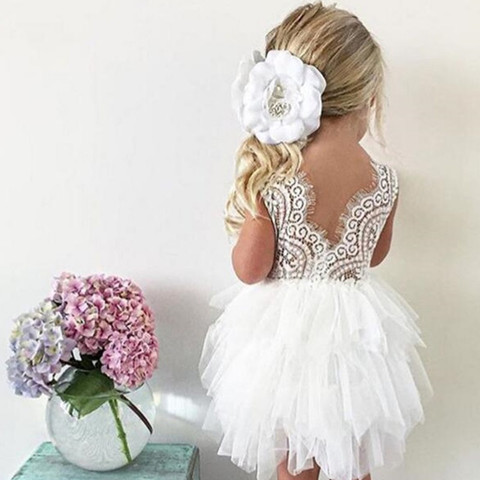 Summer Girl Dress White Scallop Girls Little Girls Princess Dress Tutu Fluffy 2 3 4 5 6 Years Children Casual Wear Kids Clothes ► Photo 1/6