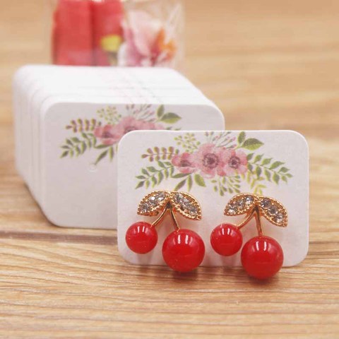 100pcs cute flower style earring paper package card DIY small stud earring card white kraft paper jewelry display card ► Photo 1/6