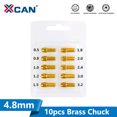 XCAN Mini Drill Collet Chuck 10pcs 0.5-3.2mm Diameter 4.8mm Shank Brass Chucks for Dremel Rotary Tool Power Tool Accessory ► Photo 1/5