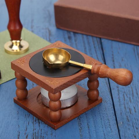 Retro Sealing Wax Furnace Stove Pot Wood Handle Sealing Wax Spoon for Wax Sealing Decorative Wax Stamp Craft Gift ► Photo 1/6