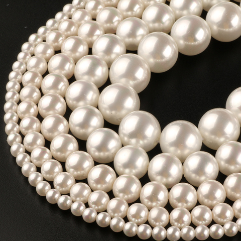 Free delivery Natural White Shell Pearl Beads Round Loose Spacer Beads For Jewelry Making DIY Bracelet Necklace Accessories 15'' ► Photo 1/4