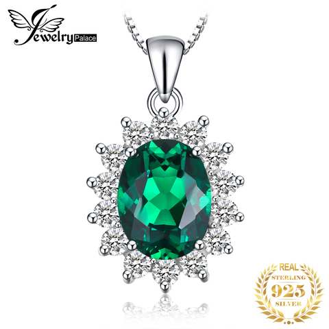 Jpalace Simulated Nano Emerald Pendant Necklace 925 Sterling Silver Gemstones Choker Statement Necklace Women No Chain ► Photo 1/6