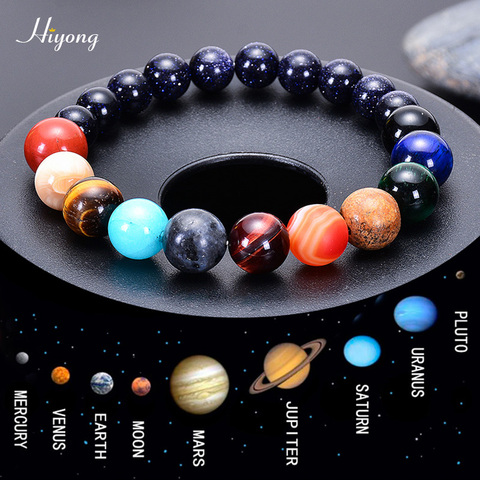 HIYONG Eight Planets Bead Bracelet for Men Women Natural Stone Beaded Bracelet Universe Galaxy Solar System Planets Bracelets ► Photo 1/6