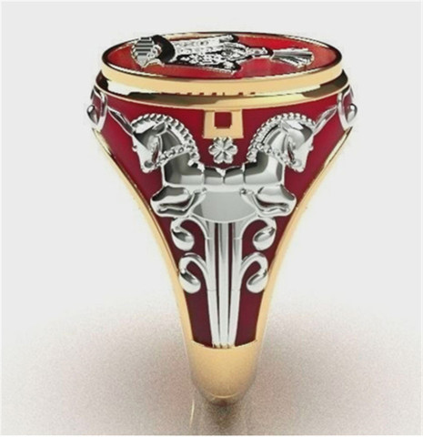 Milangirl Creative Personality King Horse Two-tone Knight Rings for Men Hip Hop Punk Style Fashion  Rings ► Photo 1/6