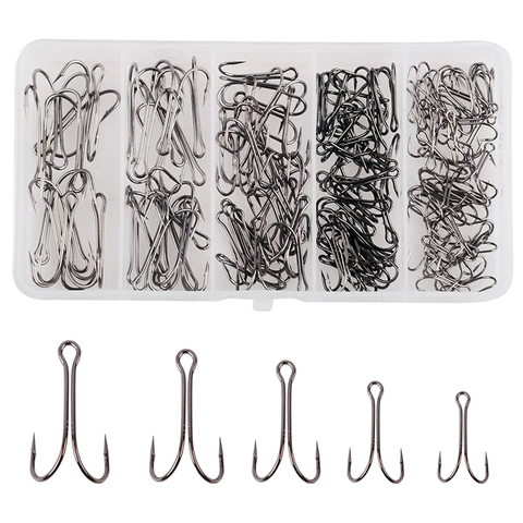 130pcs/box Long Shank Double fishing Hook Frog bait lure hooks Fly Tying Duple Hook for Jig Bass Fishhooks ► Photo 1/5