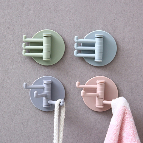 Rotatable Seamless Adhesive Hook Strong Bearing Stick Hook Kitchen Wall Hanger Bathroom Kitchen supplies Hooks Dropshipping ► Photo 1/6