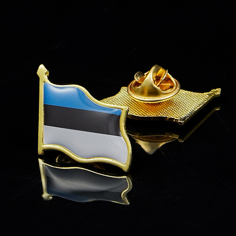 Estonia Estonian Country Metal Flag Lapel Pin Badge Hat Lapel Pin Tie/Clothes Push Flag w/ Butterfly Clip ► Photo 1/6