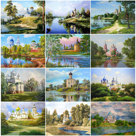 EverShine 5D Diamond Embroidery Church Summer Scenic Diamond Painting Full Square Landscape Picture Rhinestones Mosaic Handmade ► Photo 1/6