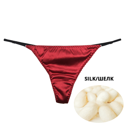 Sexy Panties For Women' Silk Thong Girl Low Waist String Lingerie Red Thongs Panty Sex g String Satin Women Panties Underwear ► Photo 1/6