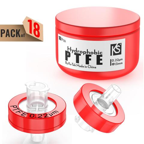 Syringe Filters,PTFE Membrane 0.22μm Pore Size,13mm Diameter,hydrophobic,18Pcs by Ks-Tek ► Photo 1/5
