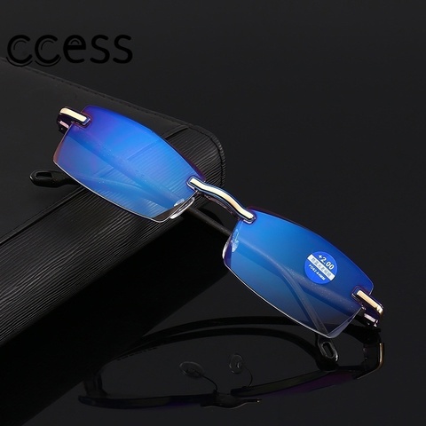 Frameless Square Reading Glasses for Men Women's Anti Blue Light Computer Eyeglasses Far Sight Presbyopia Reader Glasses Women ► Photo 1/6