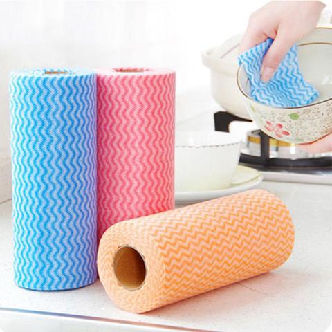 50Pcs/Roll Disposable Dishcloth Kitchen Bathroom Cleaning Washing Cloth Rag Non-woven Fabrics Disposable Washing Cloth Kitchen ► Photo 1/6