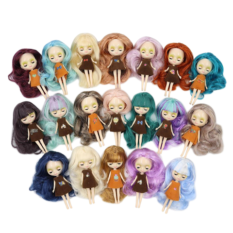 Factory mini blyth doll 10CM colorful hair color with random dress with bangs or no bangs normal body DIY fashion toys ► Photo 1/6