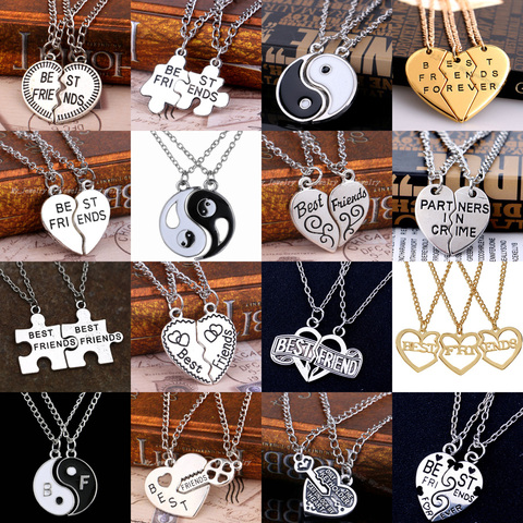 2PCs Broken Heart Pendant Best Friends Necklace Matching Heart Chain Friendship Necklaces Gifs BFF Christmas Gift Xmas Women Men ► Photo 1/6