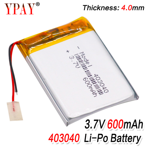 3.7V 600mAh 403040 Lithium Polymer Li-Po li ion Rechargeable Battery Lipo cells For Tachograph Car DVR Bluetooth speaker Camera ► Photo 1/6