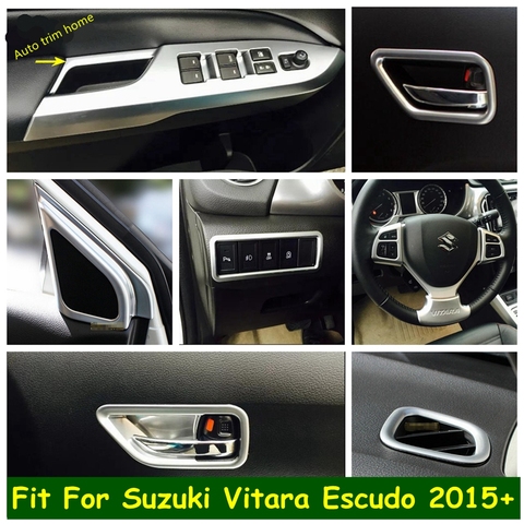 Matte Interior Refit Kit Front Air AC / Door Handle Bowl / Steering Wheel / Pillar A Cover Trim For Suzuki Vitara 2015 - 2022 ► Photo 1/6