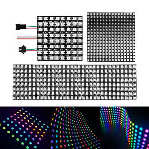 DC5V WS2812B RGB LED Panel Light Individually Addressable Pixels Digital Module Matrix Flexible Screen WS2812 IC 8x8 16x16 8x32 ► Photo 1/6