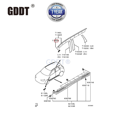 roof clips for outlander Ex 2007-2012 roof drip support for asx rain gutter 2007-2022 roof drain for outlander Sport 7 pcs ► Photo 1/1