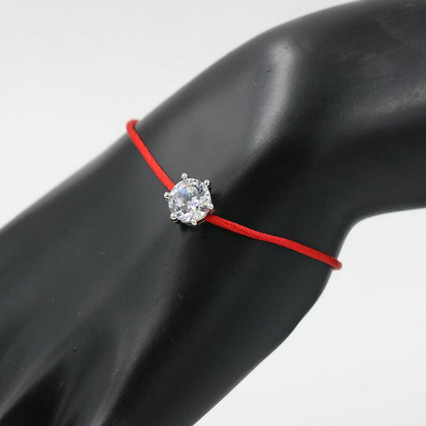 ANILLO Women Red Rope Thread String Bracelet Silver Color AAA Cubic Zirconia Lucky Braided Charms Adjustable Bracelet     ► Photo 1/5