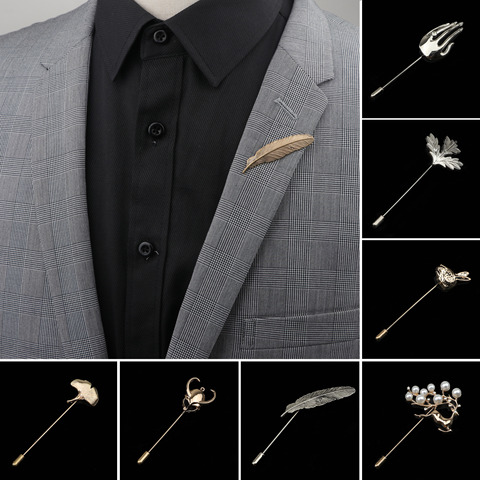 Men's Advanced Chic Brooches Leaf Rabbit Deer Pin Suit Shawl Lapel Pins Uxedo Corsage Hat Shirt Collar Pin Party Daily Accessory ► Photo 1/1