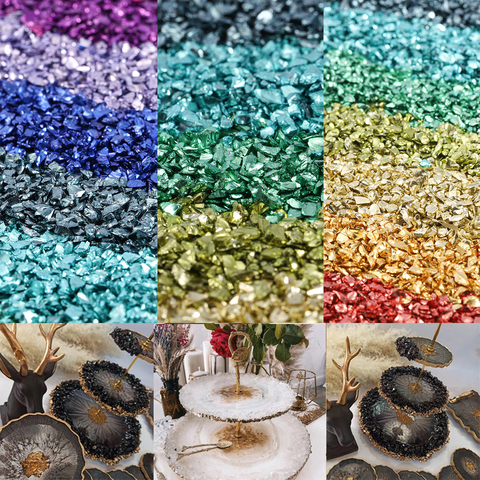 50g Glass Metal Crushed Stone Filler DIY Table Decoration Cake Fruit Coaster Filling Decorative Crystal For Epoxy Resin Mold ► Photo 1/6