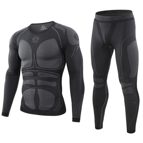 Winter Men's Sport Thermal Underwear Suit Fleece Warm Breathable Outdoor Underwear Set Men Elastic Quick Drying Long Johns AJ200 ► Photo 1/5