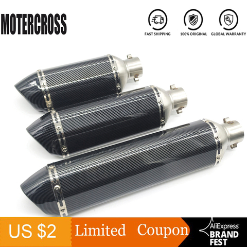 MOTERCROSS Carbon Fiber 51mm Motorcycle Exhaust Modify Motocross Exhaust Muffler For FZ6 CBR250 CB600 MT07 ATV Dirt Pit Bike ► Photo 1/6