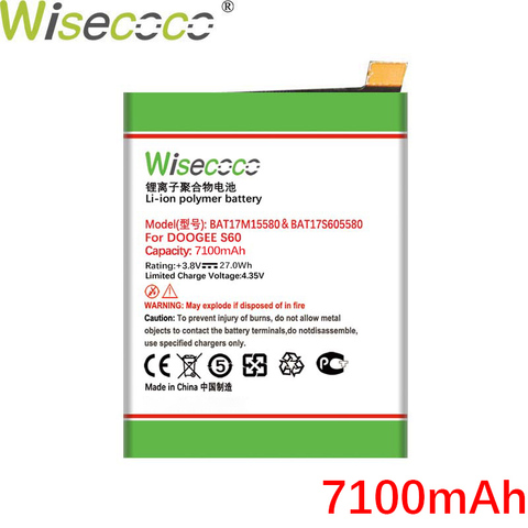 WISECOCO 7100mAh BAT17M15580 BAT173605580 Battery For Doogee S60 in stock Latest Production High Quality Battery+Free shipping ► Photo 1/5