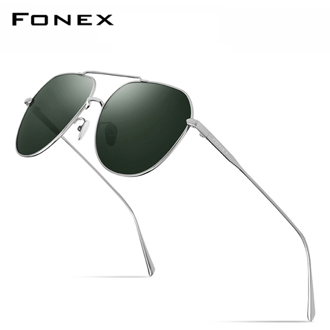 FONEX Pure Titanium Polarized Sunglasses Men Brand Design Square Sun Glasses for Men 2022 New Driving Outdoor UV400 Shades 8506 ► Photo 1/6
