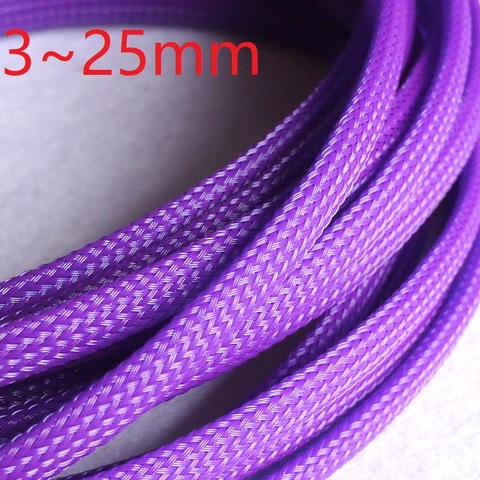 Purple PET Braided Wire Sleeve 3 4 6 8 10 25mm Tight High Density Insulated Cable Protection Expandable Single Color ► Photo 1/4