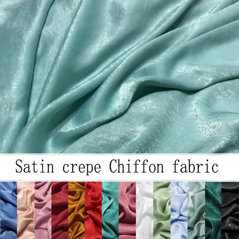 Glossy Crepe Chiffon Peach-Skin Fabric Fluorescent Silk Satin Glazed Dress Material ► Photo 1/6