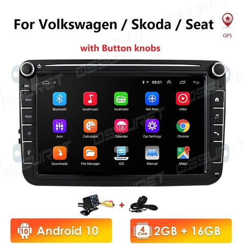 Android 10 2din Car Radio for VW POLO GOLF 5 6 POLO PASSAT B6 CC JETTA TIGUAN TOURAN EOS SHARAN SCIROCCO CADDY with 4G GPS Navi ► Photo 1/6