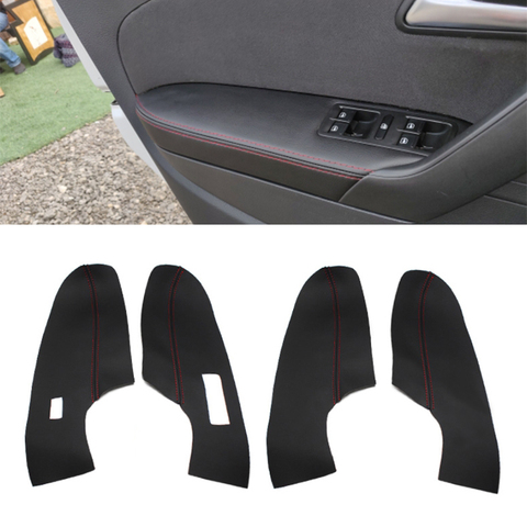 Only Sedan Soft Leather Door Panel Cover For VW Polo 2011 2012 2013 2014 2015 2016 Inner Door Armrest Panel Cover Sticker Trim ► Photo 1/5