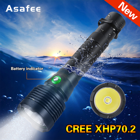 XHP70.2 Powerful LED Scuba Diving Flashlight Brightest 30W XHP70.2 Underwater Torch IPX8 Waterproof XHP70 Dive Lamp Lantern ► Photo 1/6