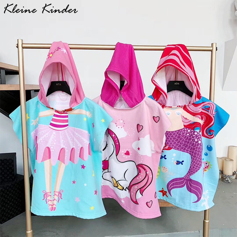 Girls Beach Towel Cartoon Hooded Cloak Unicorn Dinosaur Printed Microfiber Kids Swimming Bath Towel Baby Boy Bathrobe Pool Robes ► Photo 1/6