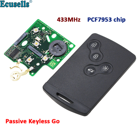 4 Buttons Smart card FSK 433MHz PCF7953 Chip Passive Keyless Go / Entry Remote Car Key For Renault Clio IV Captur ► Photo 1/6