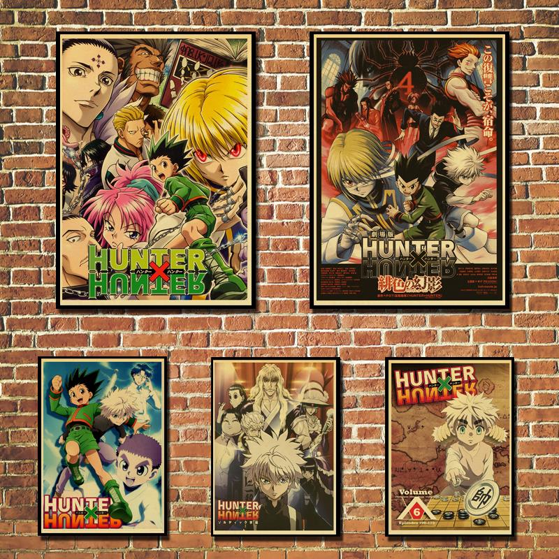 Buy Online Hunter X Hunter Poster Popular Classic Japanese Anime Home Decor Retro Poster Prints Kraft Paper Wall Art Home Room Decor Alitools