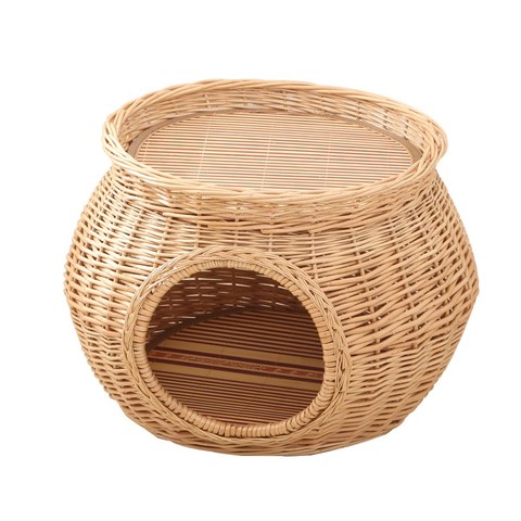 H1 Manual Rattan Cat House Natural Wicker Weaving  Nest  Accessories Durable Green with Thick Mat for Big Pet Dog Blanket ► Photo 1/5