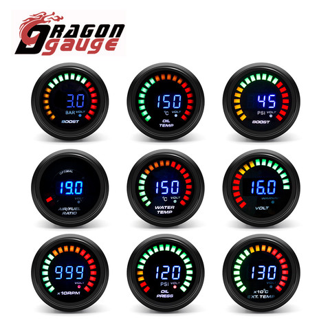 DRAGON GAUGE 52mm Tachometer Voltmeter Boost Vacuum Air-Fuel Ratio Water Temp Oil Temp Oil Press EGT Gauge Fit for 12V Car ► Photo 1/6