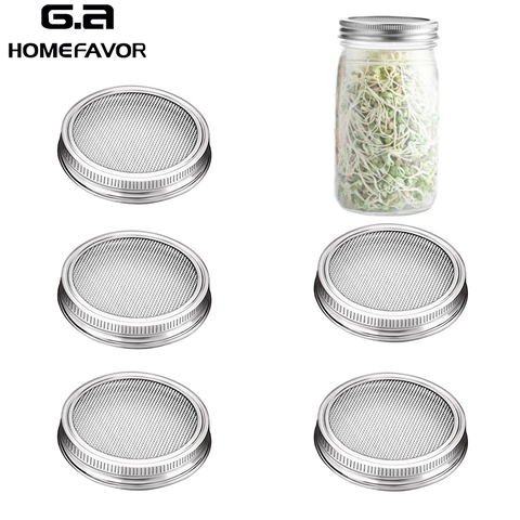 Stainless Steel Sprouting Jar Lids Mesh Strainer Seed Germination Lid Kit For Wide Mouth Mason Jar Sprout Growing Home Supplies ► Photo 1/6