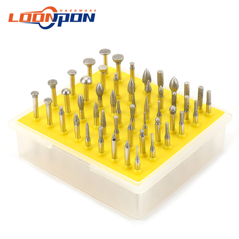 50Pcs Diamond Grinding Head Mounted Point Diamond Burrs Bit for Metalworking Stone Ceramic Glass Carbide Carving Tool 120# ► Photo 1/6