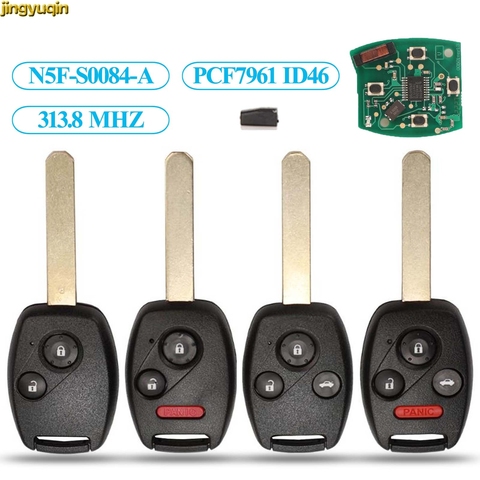 jingyuqin Remote Key with PCF7961 ID46 Chip Car Alarm Control For S0084-A 313.8MHz for Honda CIVIC STREAM 2/3/4 Buttons ► Photo 1/6