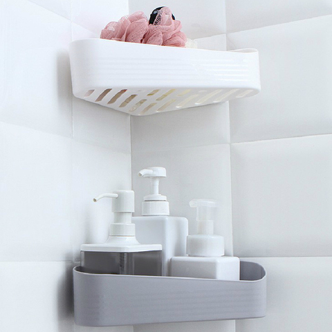 Single Tier Suction Cup Bathroom Shelf Wall Rack Plastic Shower
