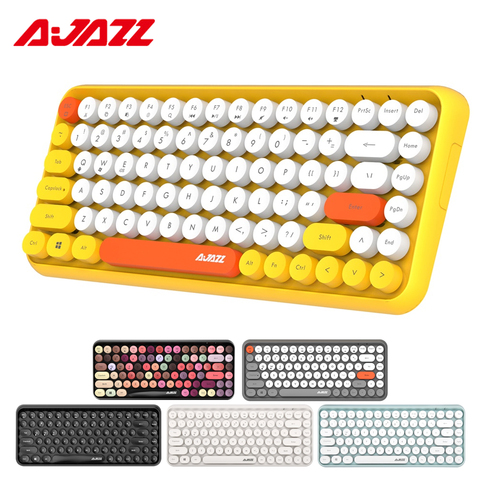 Ajazz 308i Wireless Bluetooth Keyboard 84 Classic Round Keys Wireless Gaming Keyboard For Windows Mac Android iOS Multimedia Key ► Photo 1/6