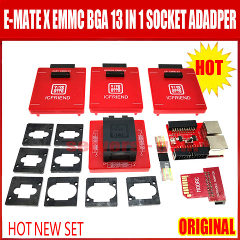 2022 NEW ICFRIEND E-mate X EMMC BGA 13 IN 1 socket Adapter Support BGA100/136/168/153/169/162/186/221/529/254 for Easy jtag plus ► Photo 1/6