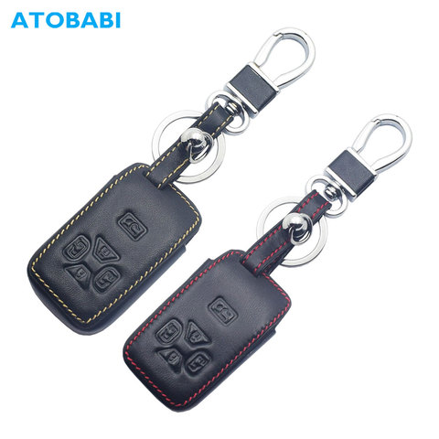 Leather Car Key Cover For Toyota Estima Alphard Vellfire Previa 2010-2015 5 Buttons Keychain Smart Remote Fob Protector Case ► Photo 1/6