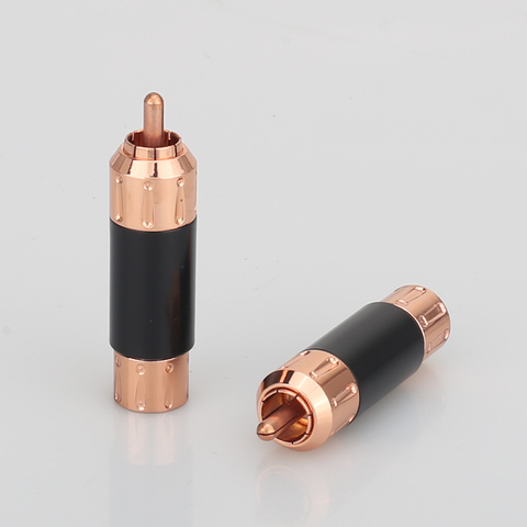 4PCS High Quality Red Copper Plated RCA Audio Plug HIFI Interconnect Cable Male Plug ► Photo 1/6