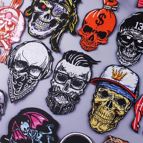 Punk/Skull Patch Iron On Patches On Clothes Embroidered Patches For Clothing Embroidery Patch Stickers Orangutan Applique Stripe ► Photo 1/6