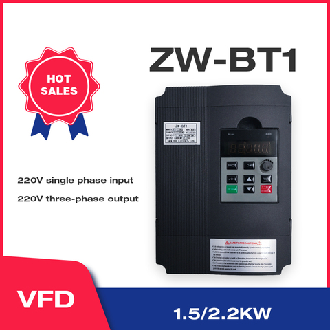 VFD Inverter VFD 1.5KW / 2.2KW  frequency inverter ZW-BT1 3P 220V Output Frequency Converter VFD Variable Frequency Drive ► Photo 1/5
